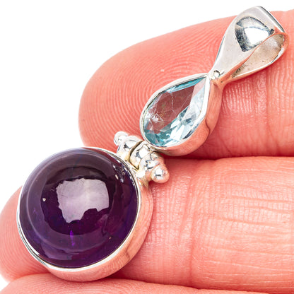 Amethyst, Blue Topaz Pendant 1 3/8" (925 Sterling Silver) P41003