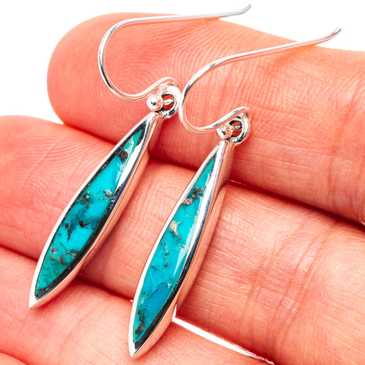 Turquoise inlay drop earrings with .925 sterling silver hooks