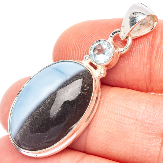 Owyhee Opal, Blue Topaz Pendant 1 5/8" (925 Sterling Silver) P43991