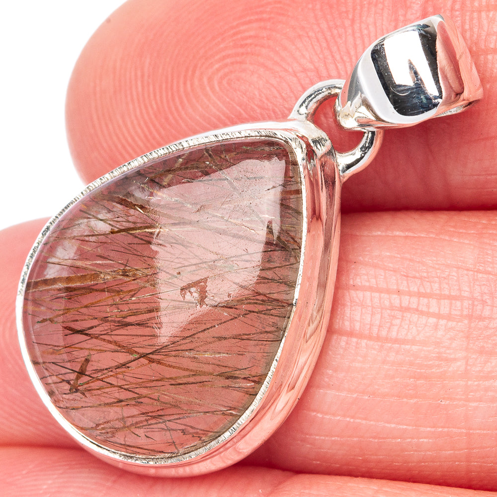 Golden Rutilated Quartz Pendant 1 1/4" (925 Sterling Silver) P40942