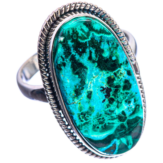 Large Malachite In Chrysocolla 925 Sterling Silver Ring Size 9