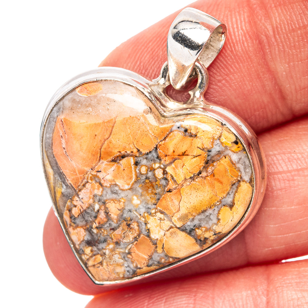 Maligano Jasper Heart Pendant 1 3/8" (.925 Sterling Silver)
