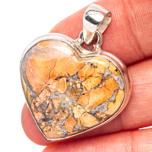 Maligano Jasper Heart Pendant 1 3/8" (.925 Sterling Silver)