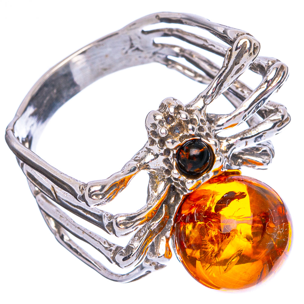 Baltic Amber Spider Ring Size 8.75 (.925 Sterling Silver)