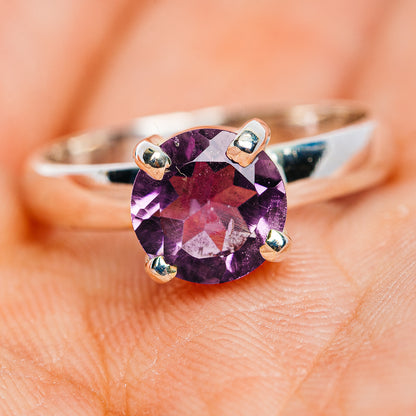 Faceted Amethyst Ring Size 7 (.925 Sterling Silver)