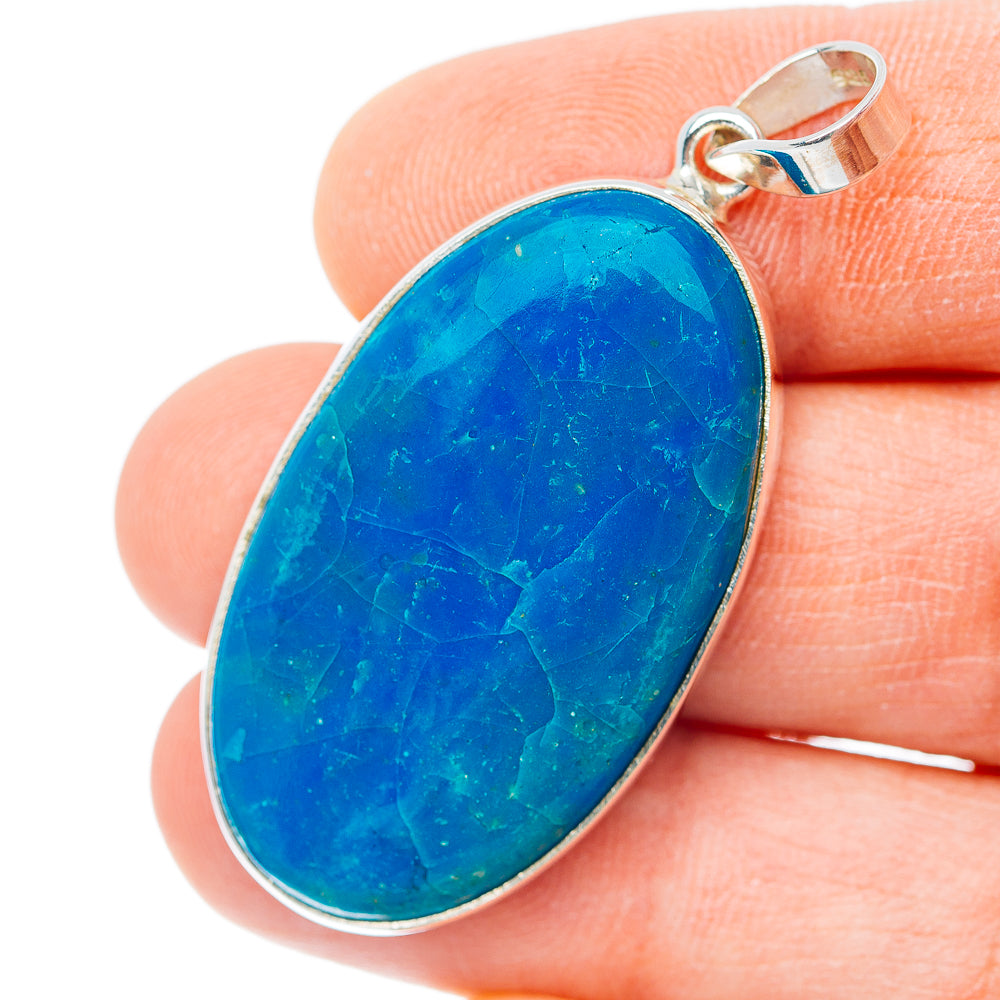 Premium Chrysocolla Pendant 2" (.925 Sterling Silver) Carat