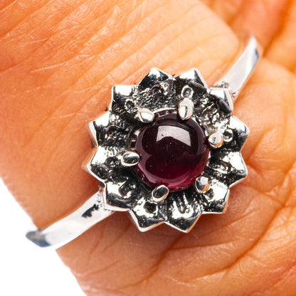 Garnet Dainty Ring Size 6.75 (.925 Sterling Silver)