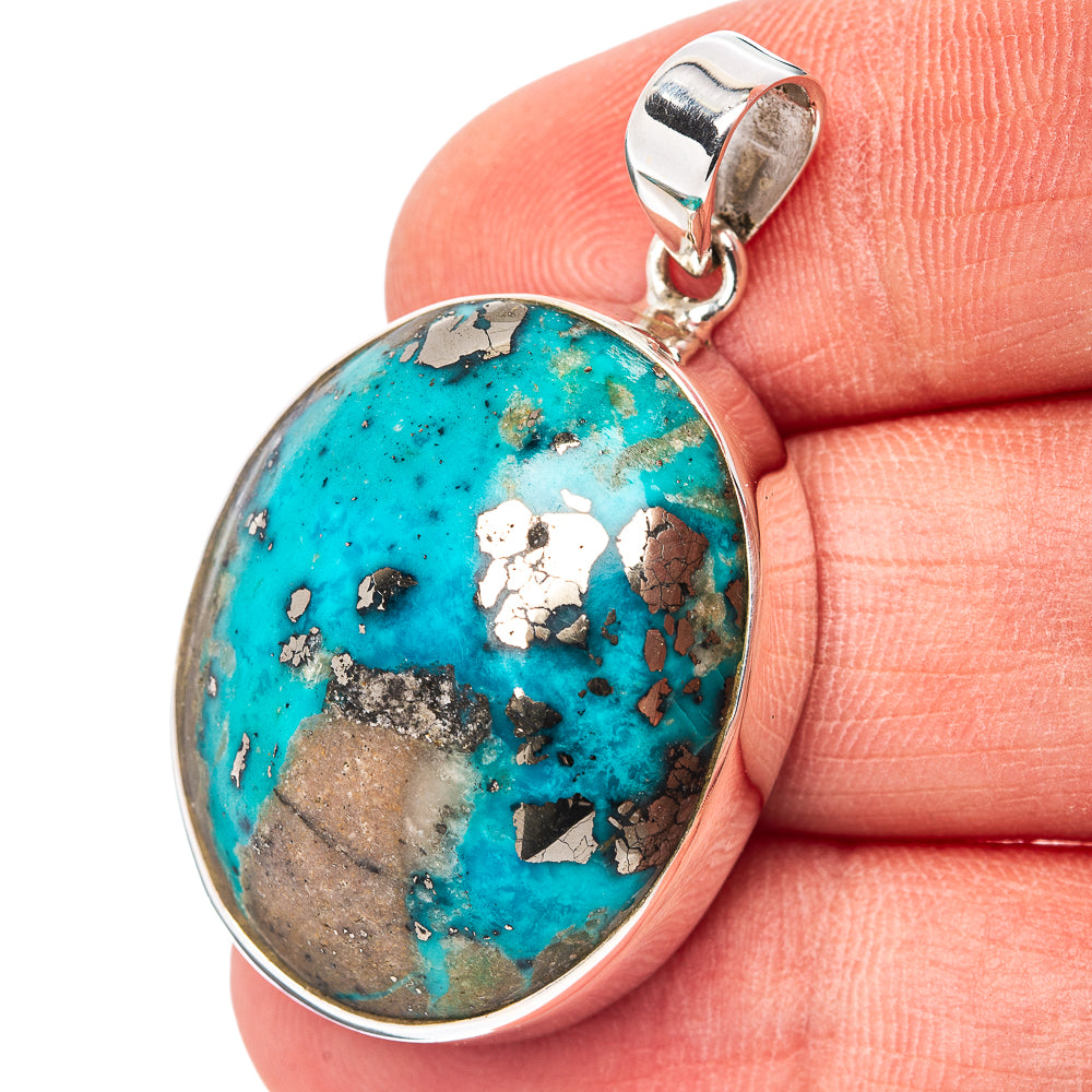 Premium Persian Turquoise Pendant 1 1/2" (.925 Sterling Silver)