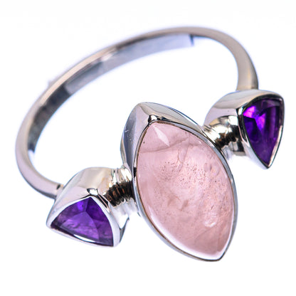 Premium Rose Quartz, Amethyst Ring Size 7.5 (925 Sterling Silver) R141771
