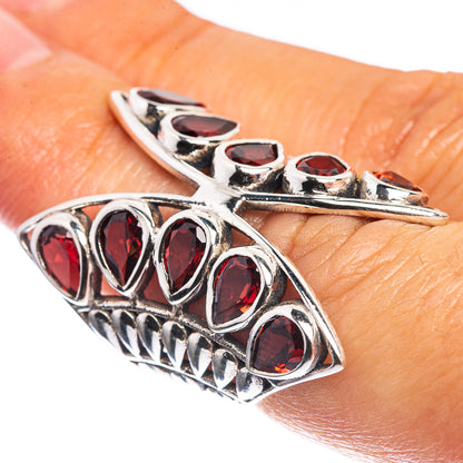 Large Garnet 925 Sterling Silver Ring Size 5.5