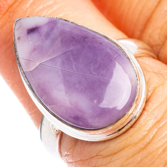 Tiffany stone ring with purple teardrop cabochon and .925 sterling silver bezel