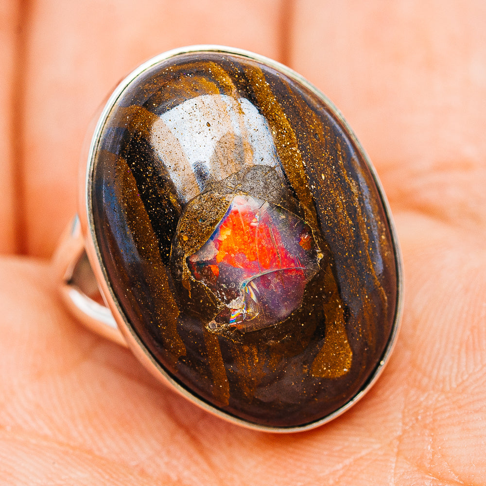 Premium Boulder Opal Ring Size 7 (.925 Sterling Silver)