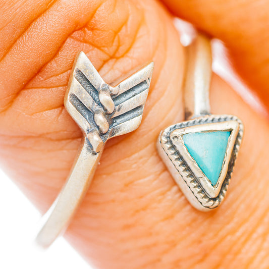 Mojave Turquoise Arrow Ring Size 9 Adjustable (.925 Sterling Silver)