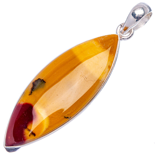 Mookaite stone pendant with sterling silver top, yellow-red marbled teardrop