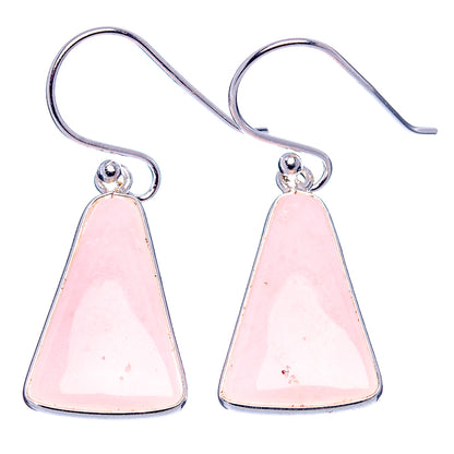 Pink Opal Earrings 1 3/8" (.925 Sterling Silver)