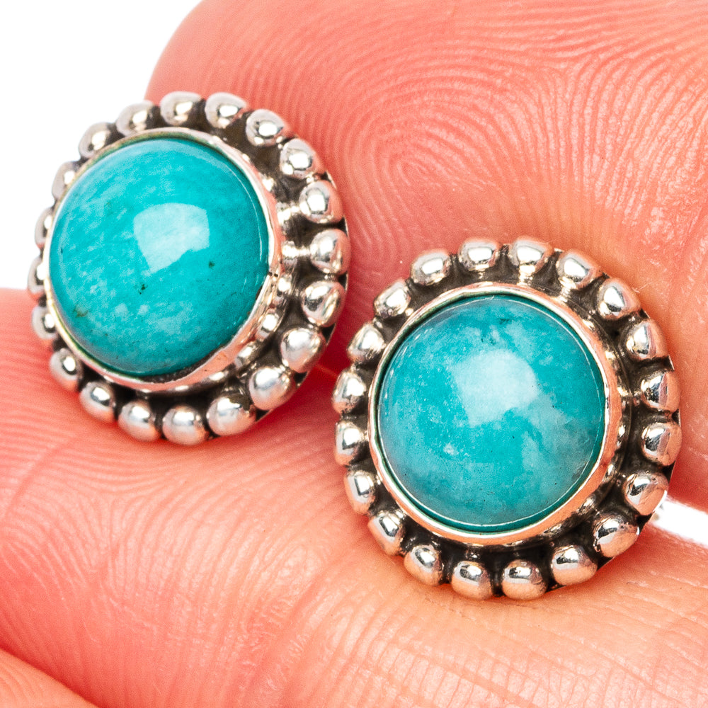 Amazonite Earrings 3/8" (925 Sterling Silver) E1560
