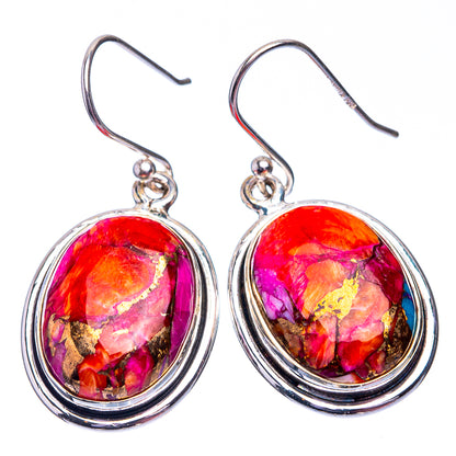 Kingman Pink Dahlia Turquoise Earrings 1 3/8" (925 Sterling Silver) E432374