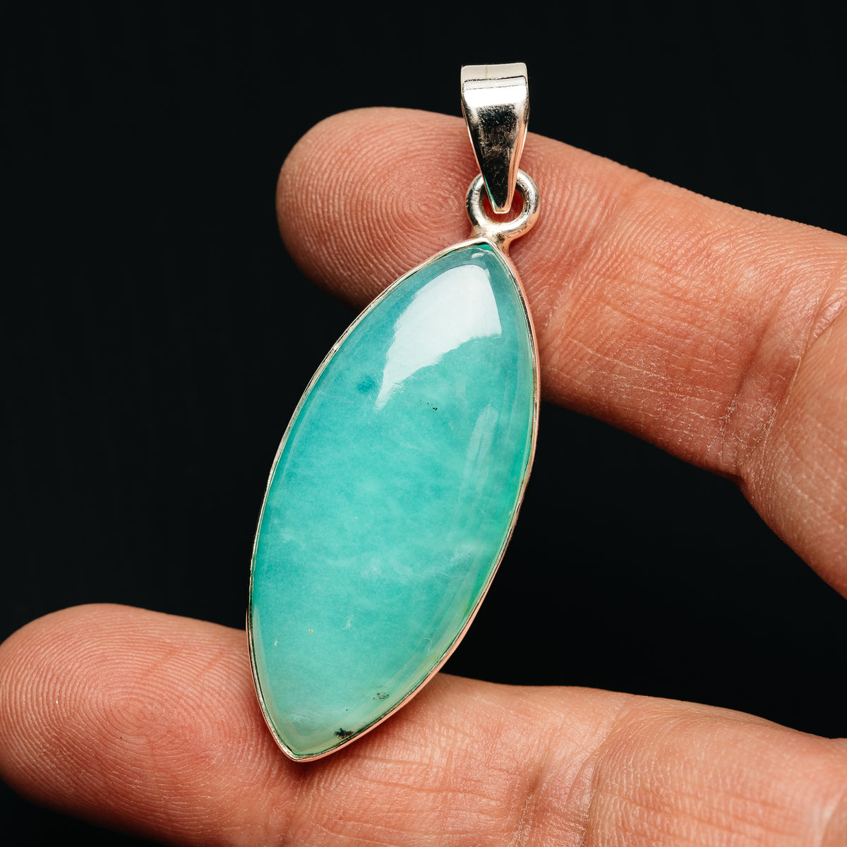 Premium Gemmy Chrysoprase Pendant 2 1/8" (.925 Sterling Silver)