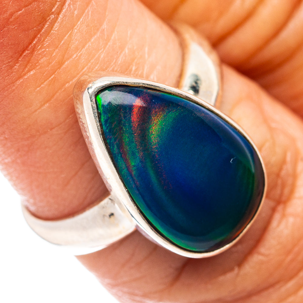 Premium Aurora Opal Ring Size 6 (.925 Sterling Silver)