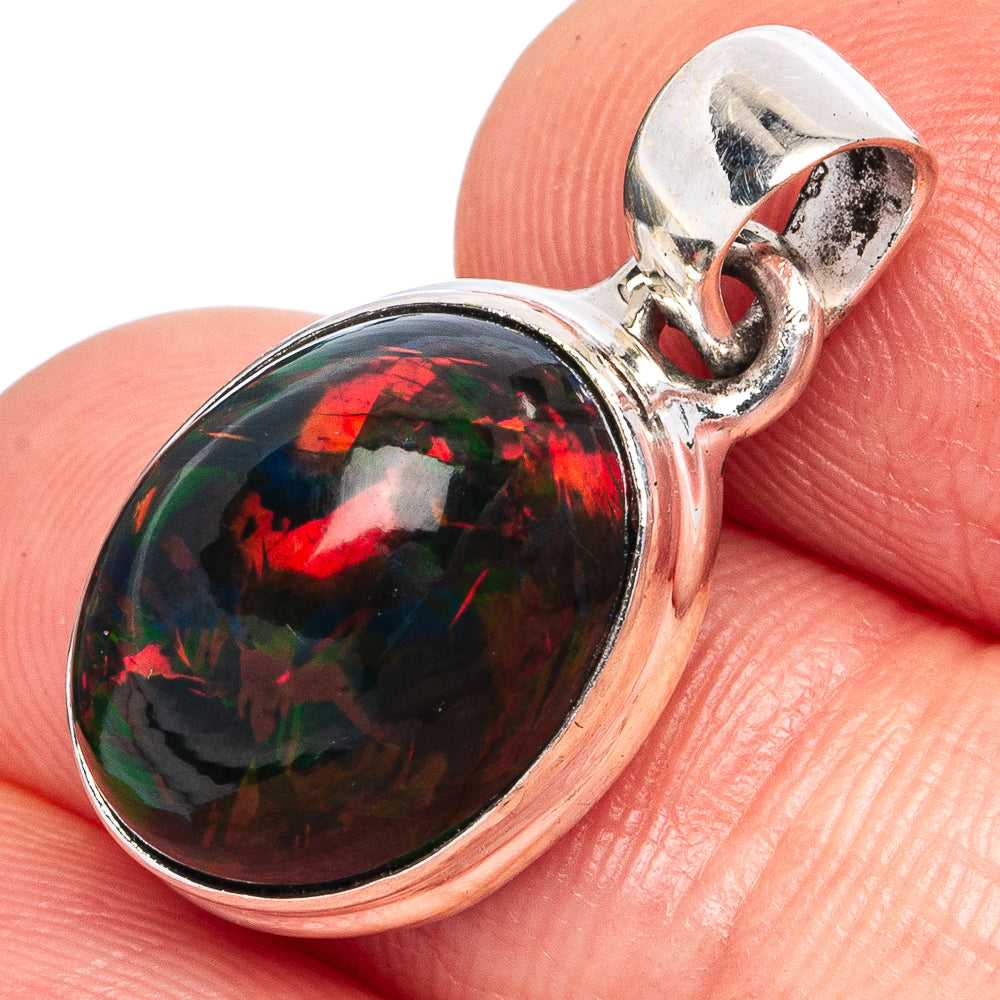 Rare Black Opal Pendants 7/8" (925 Sterling Silver) P43262
