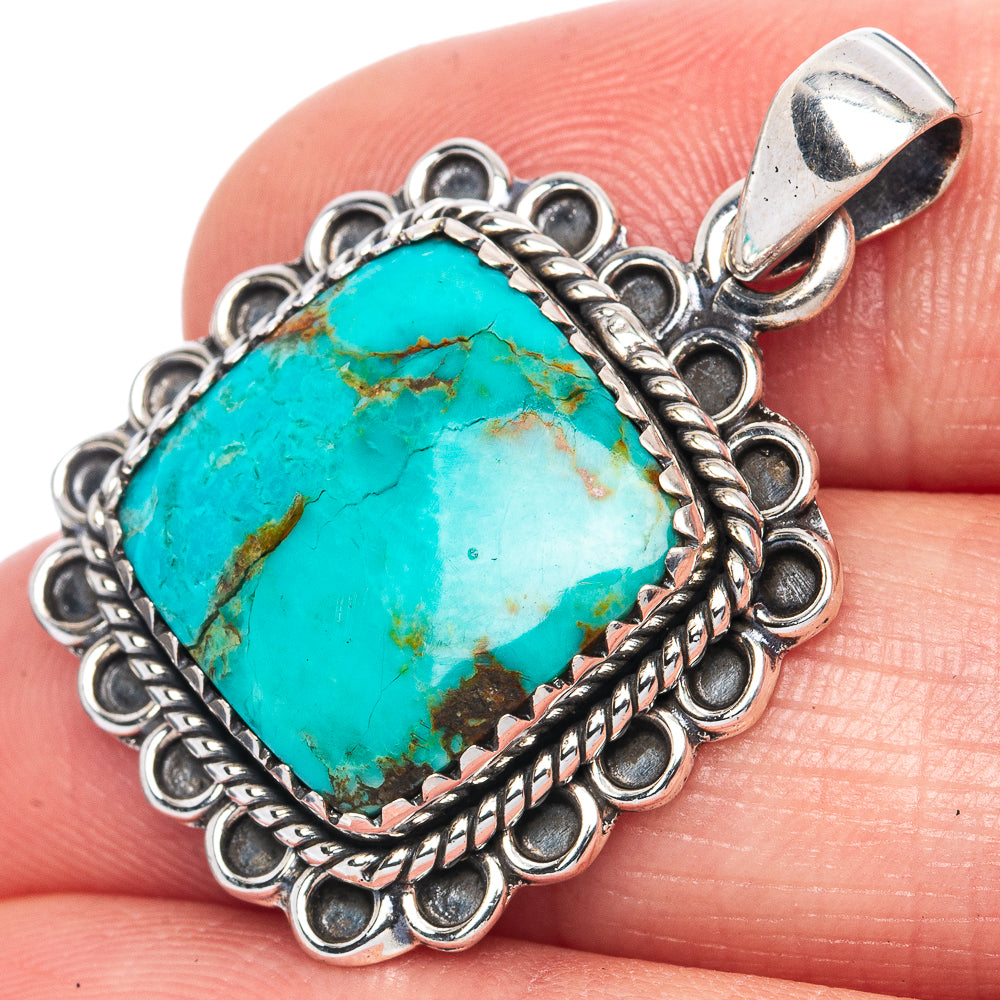 Rare Arizona Turquoise Pendant 1 1/4" (925 Sterling Silver) P42016