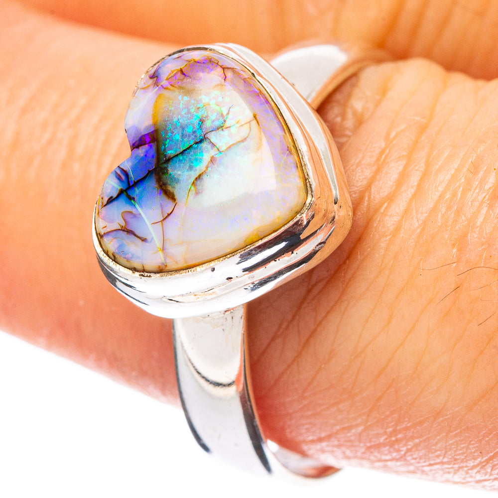 Rare Sterling Opal Heart Ring Size 9.75 (925 Sterling Silver) R4309