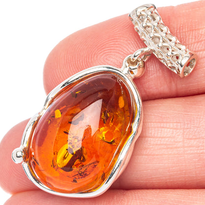 Ana Silver Co Baltic Amber Pendant 1 3/8" (925 Sterlnig Silver)