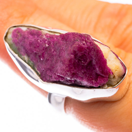 Large Raw Ruby Zoisite Ring Size 6.5 (925 Sterling Silver) R141202