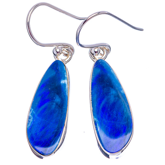 Sterling silver opal doublet drop earrings, teardrop blue stones and hook backs