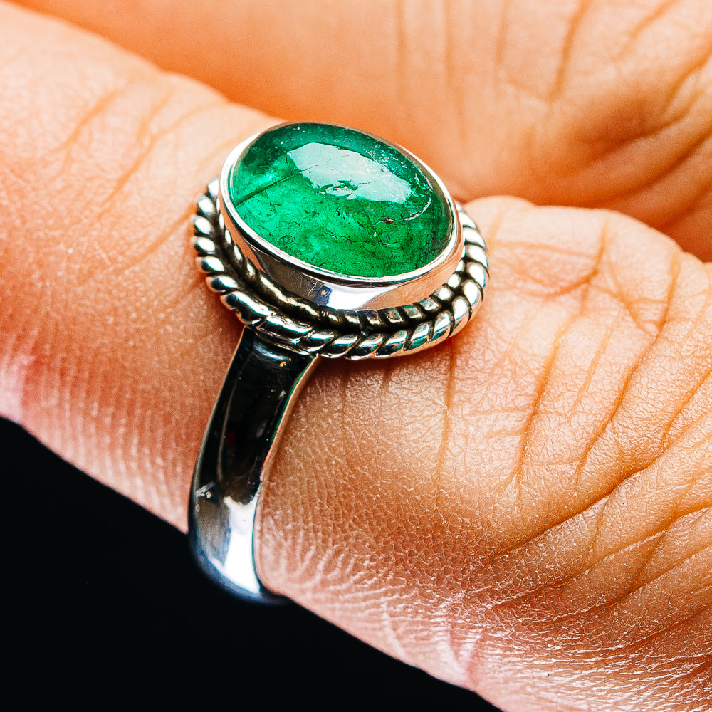 Premium Zambian Emerald Ring Size 7 (.925 Sterling Silver)
