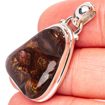 Rare Mexican Fire Agate Pendant 1 3/8" (.925 Sterling Silver)