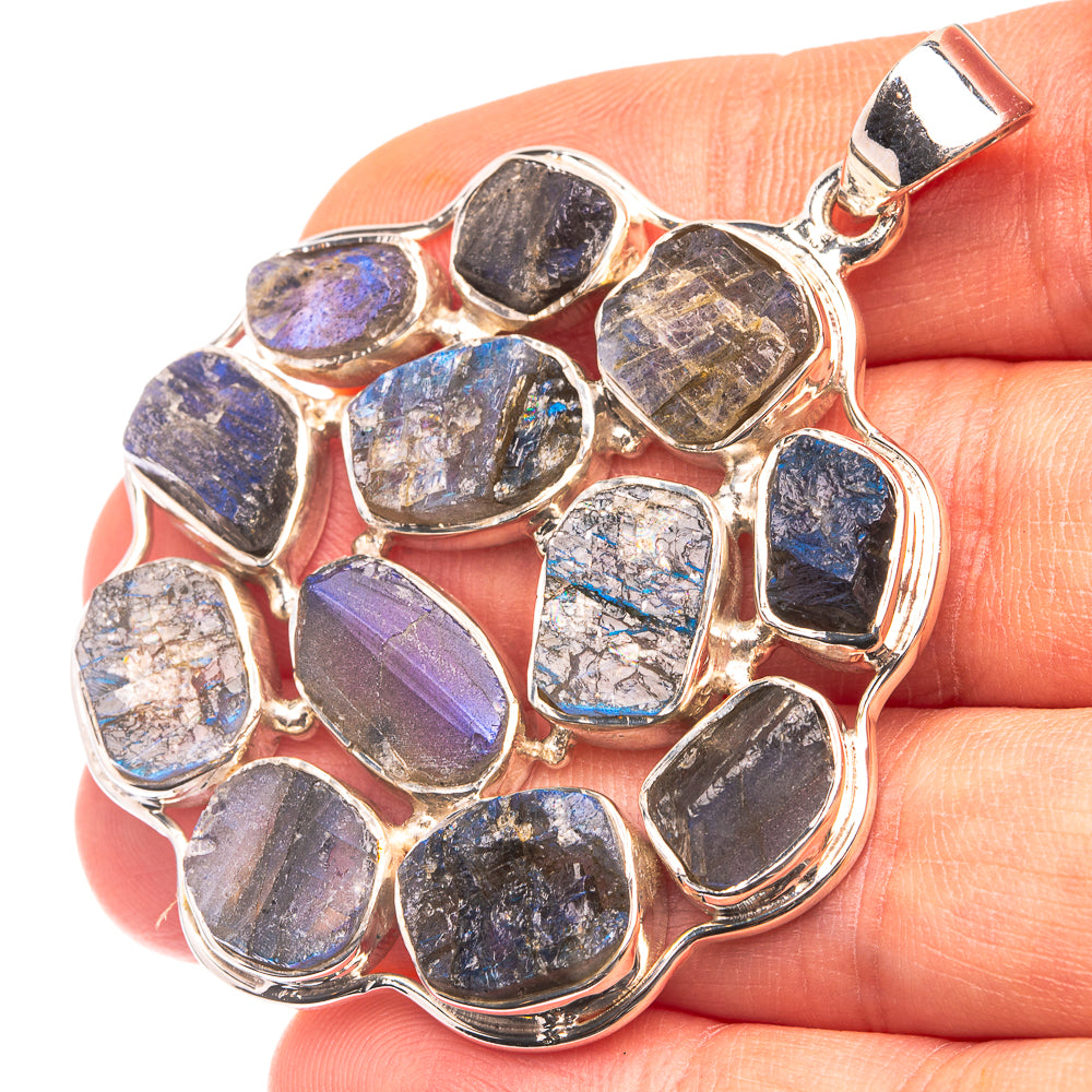 Signature Raw Labradorite Pendant 2 1/8" (925 Sterling Silver) P38740