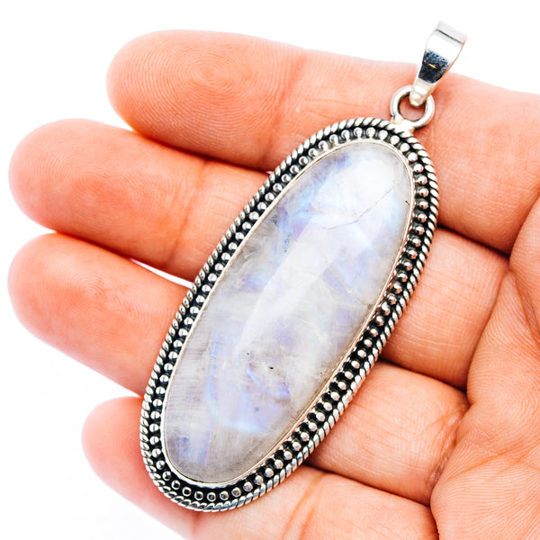 Rainbow Moonstone Pendant 2 7/8" (.925 Sterling Silver)