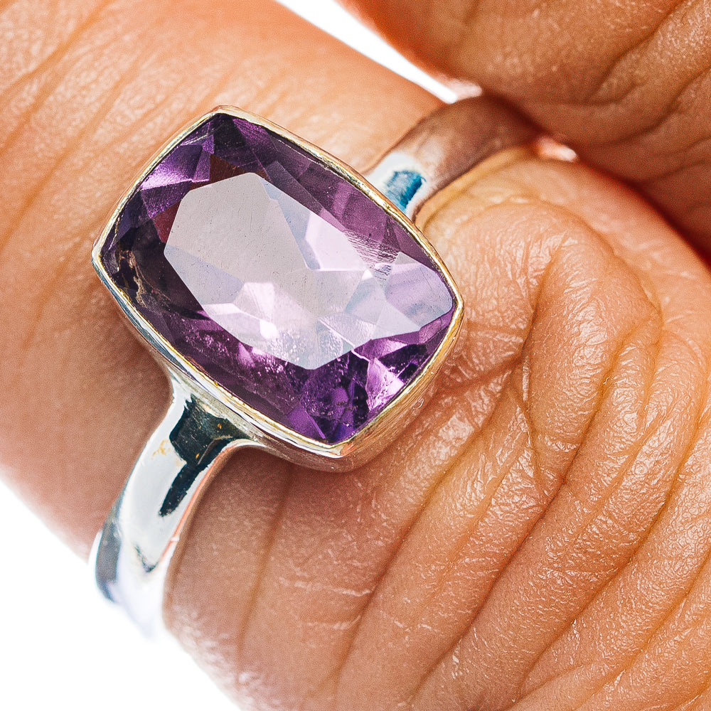 Faceted Amethyst Ring Size 7.5 (.925 Sterling Silver)