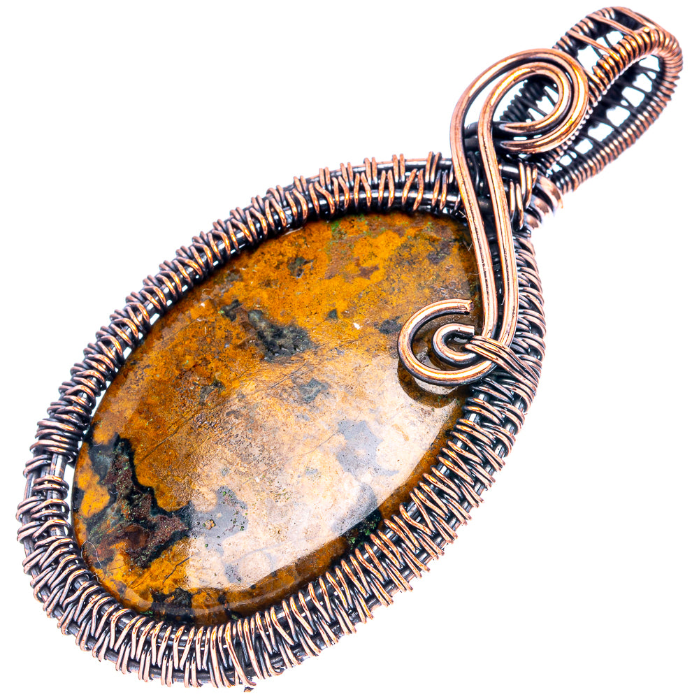 Hungarian Agate Wire Wrap Pendant 2 5/8" (Oxidized Copper)