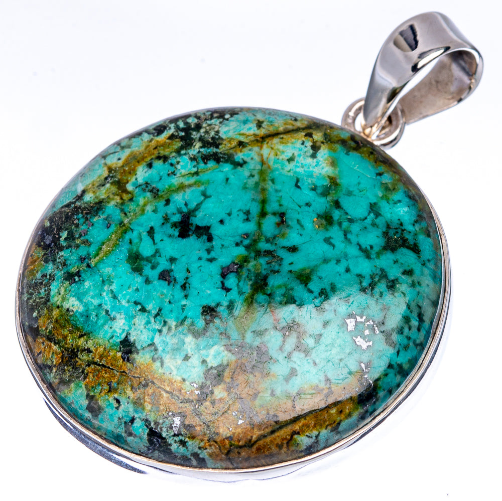 Premium African Turquoise Jasper Pendant 1 3/4" (.925 Sterling Silver)