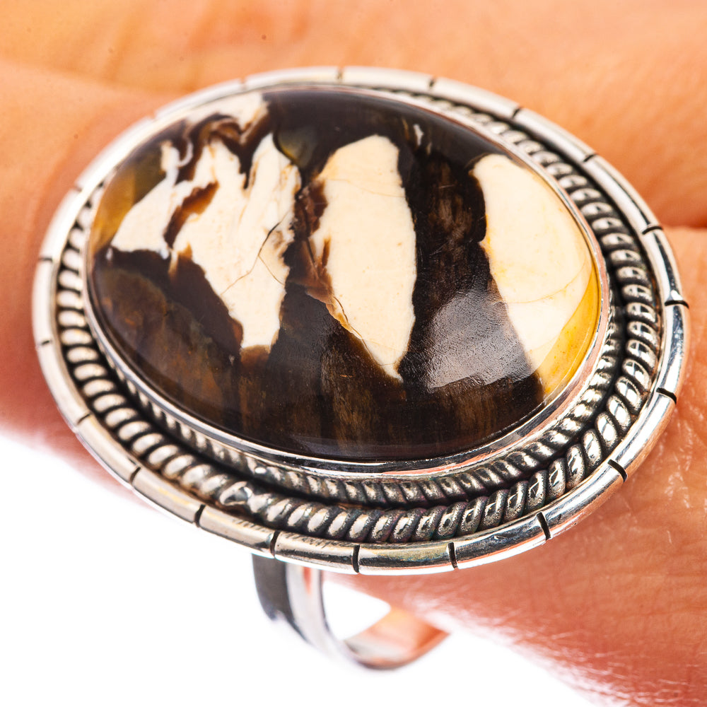 Huge Peanut Wood Jasper 925 Sterling Silver Ring Size 11.25