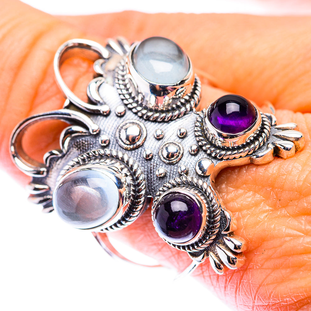 Large Natural Aquamarine, Amethyst Ring Size 9.75 (925 Sterling Silver) RING140264