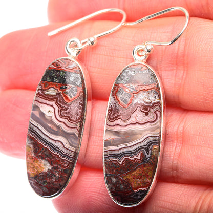 Crazy Lace Agate Earrings 1 5/8" (925 Sterling Silver) EARR432129