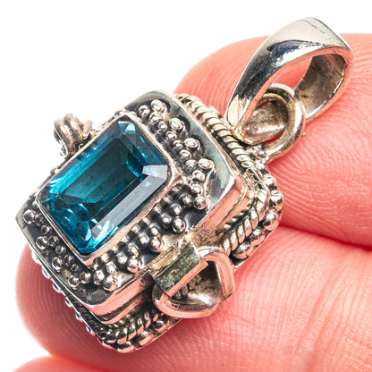 Poison Blue Topaz Pendant 1 1/8" (925 Sterling Silver) P39309