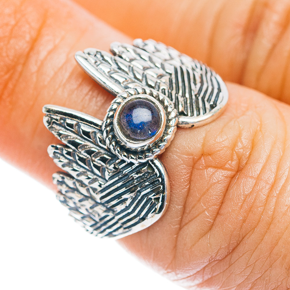 Southwestern Style Labradorite Feather Ring Size 6.5 (.925 Sterling Silver)