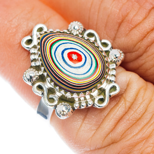 Premium Fordite Ring Size 6 (.925 Sterling Silver)