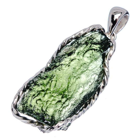 Premium AAA Moldavite Pendant 1 5/8" (.925 Sterling Silver)