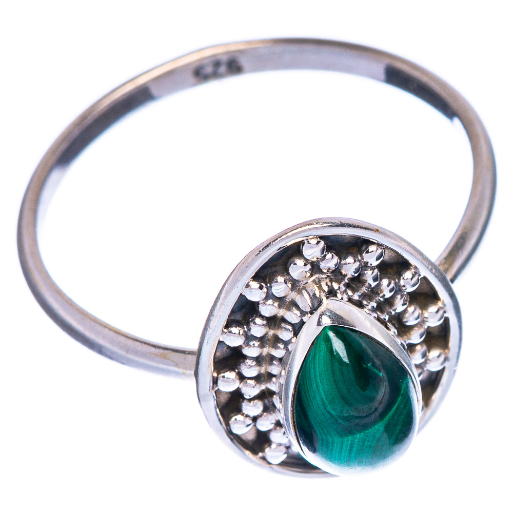 Malachite Dainty Ring Size 7.75 (925 Sterling Silver) R1012