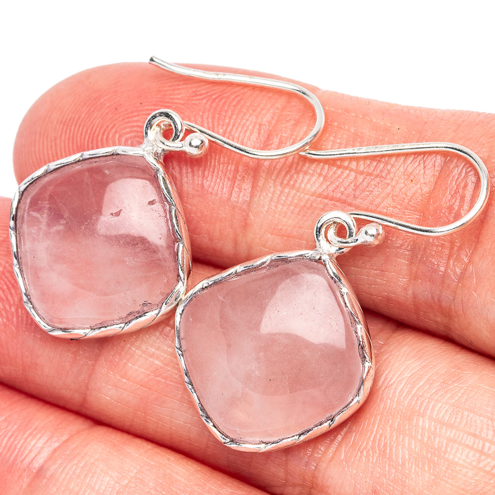 Rose Quartz 925 Sterling Silver Earrings 1 1/4" (925 Sterling Silver) E1967