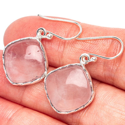 Rose Quartz 925 Sterling Silver Earrings 1 1/4" (925 Sterling Silver) E1967