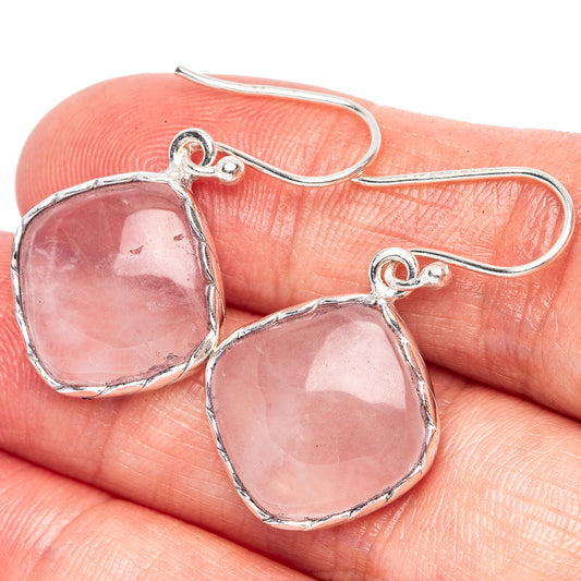 Rose Quartz 925 Sterling Silver Earrings 1 1/4" (925 Sterling Silver) E1967