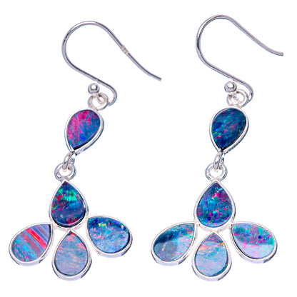 Rare Doublet Opal Earrings 1 3/4" (925 Sterling Silver) E1655