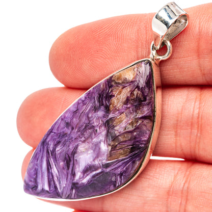 Premium Charoite Pendant 2 1/4" (.925 Sterling Silver)