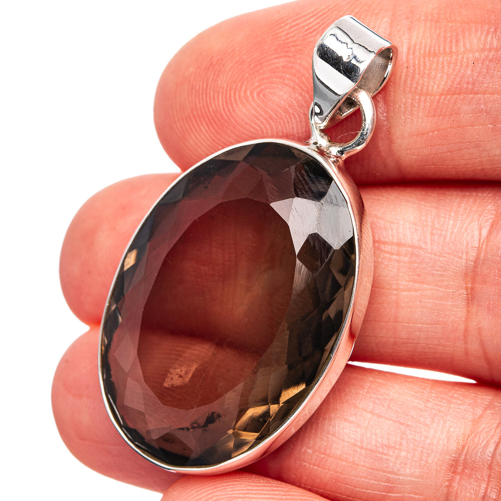 Premium Smoky Quartz Pendant 1 5/8" (.925 Sterling Silver)